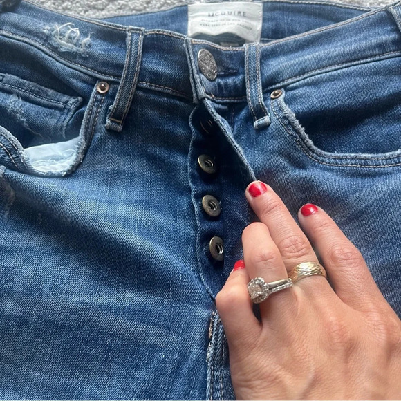 McGuire jeans High Rise Distressed Raw Hem Slim boot Stretch Button Fly Size 26 - Picture 6 of 14